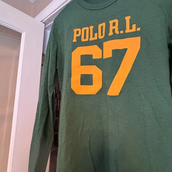 Ralph Lauren Green Long Sleeve with Orange Print - Picture 5 of 5